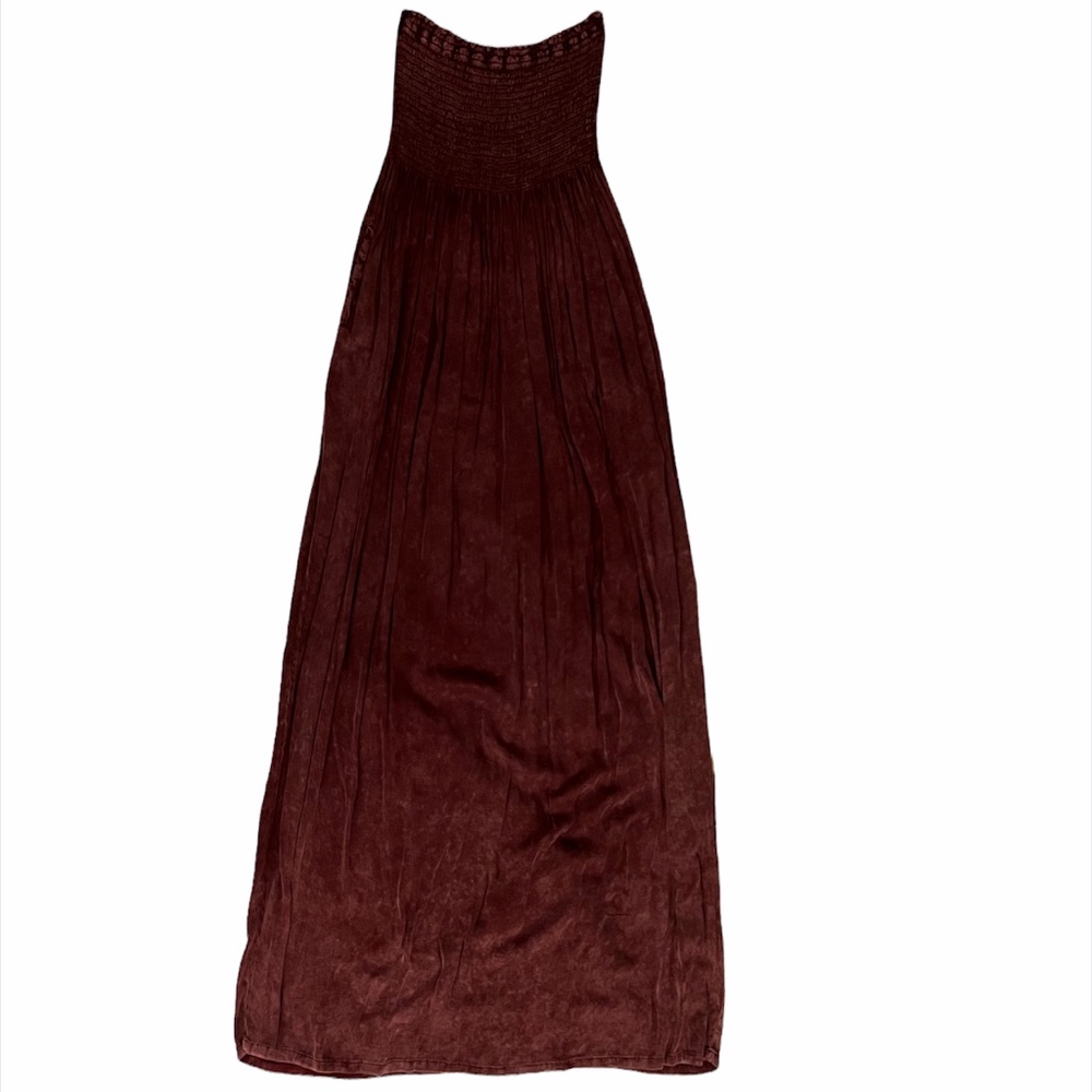 Chaser Brand Cool Jersey Smocked Strapless Maxi Dress With Pockets Long Flowy - Picture 4 of 8